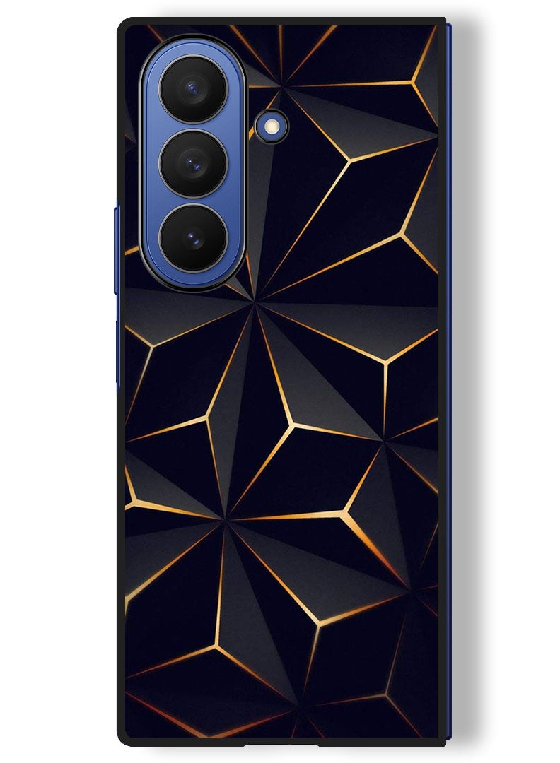 Theodor Case Compatible with Samsung Galaxy Z Fold 7 - 8 Inch Protection Shockproof Bumper Cover Black Gold Patter - Image 1