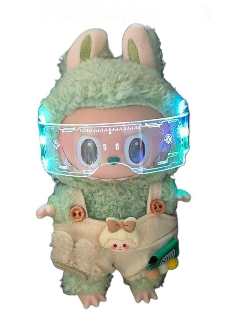 Doll luminous glasses Labubu luminous punk doll glasses accessories 15cm cyberpunk luminous glasses suitable for labubu and 15cm dolls (dolls not included) - Image 1