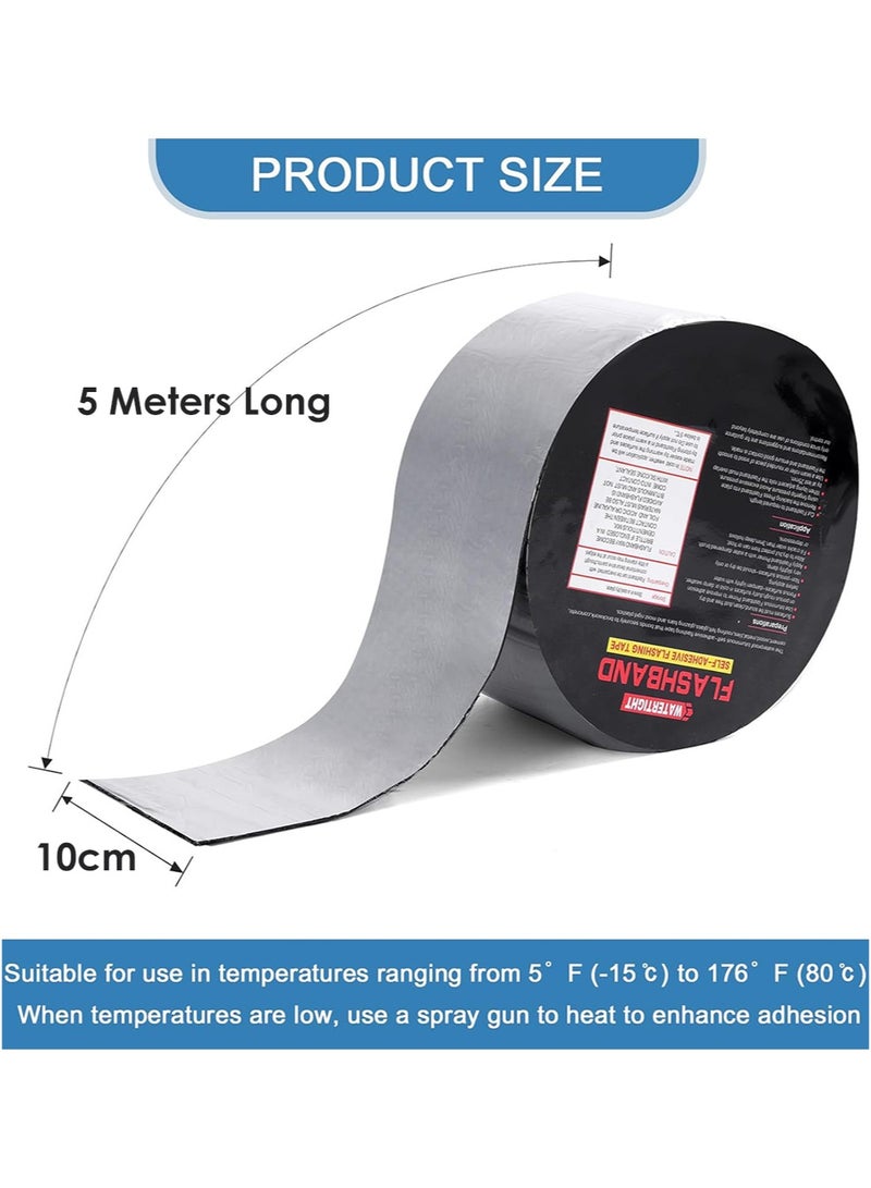 1 Roll 10cm x 5m Flashing Roll Tape Asphalt Membrane Thick Waterproof Asphalt Patch Seal Tape Roll, Self-Adhesive Roof Sealant, Asphalt Repair for Door Roof Window Gutter Outdoor - Image 2