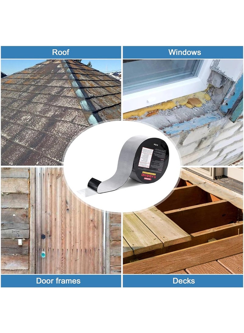 1 Roll 10cm x 5m Flashing Roll Tape Asphalt Membrane Thick Waterproof Asphalt Patch Seal Tape Roll, Self-Adhesive Roof Sealant, Asphalt Repair for Door Roof Window Gutter Outdoor - Image 5