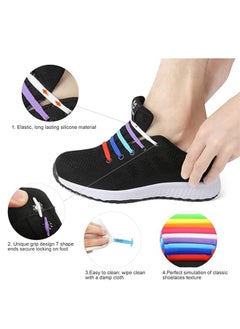Bukela Silicone Lazy Shoe Laces, Hundreds of Elastic Shoe Laces, Stretchy Waterproof Sneakers No-Tie Shoe Laces, No-Tie Rubber Shoe Laces for Adults, 16 Pcs, Random Color  - Image 2
