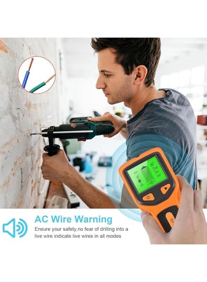 Orange Stud Finder Metal Wood Beam Detector Deep Scan LCD Display for Walls Floors Ceilings - Image 4