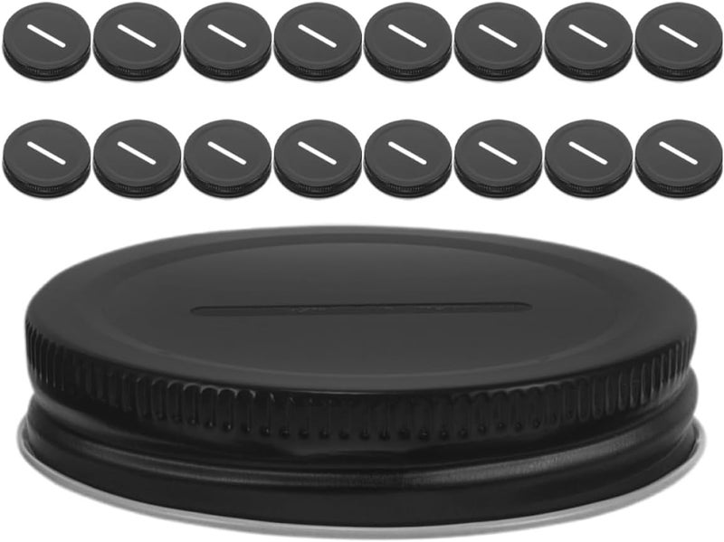 FOMIYES 30pcs 70mm Tinplate Mason Jar Lids Regular Mouth Coin Slot Bank Caps Money Saving Storage Jar Covers for Home Canning and Craft Use - Image 1