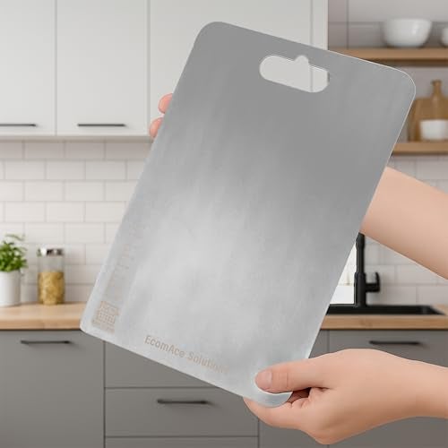 EcomAce Solutions EcomAce Stainless Steel Chopping Board 31.8 x 21 cm Medium – Heavy Duty Metal Cutting Board for Kitchen, Rust Resistant & Dishwasher Safe, Non Porous Surface for Vegetables, Fruits & Meat, Silver - Image 1