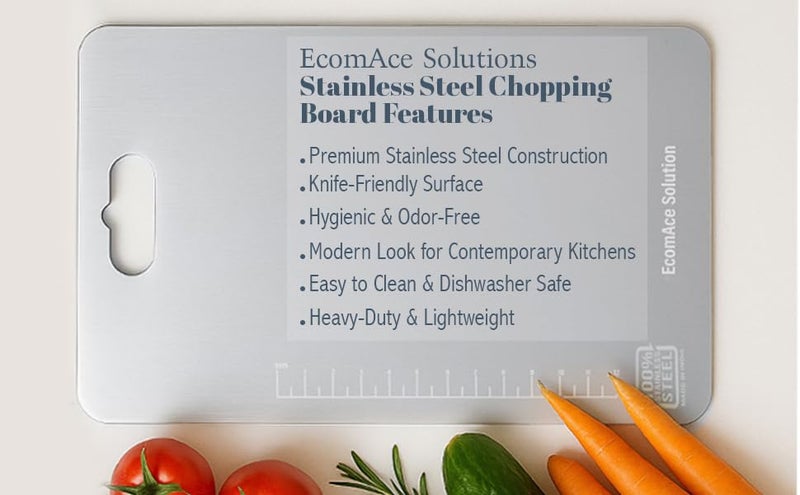 EcomAce Solutions EcomAce Stainless Steel Chopping Board 31.8 x 21 cm Medium – Heavy Duty Metal Cutting Board for Kitchen, Rust Resistant & Dishwasher Safe, Non Porous Surface for Vegetables, Fruits & Meat, Silver - Image 5