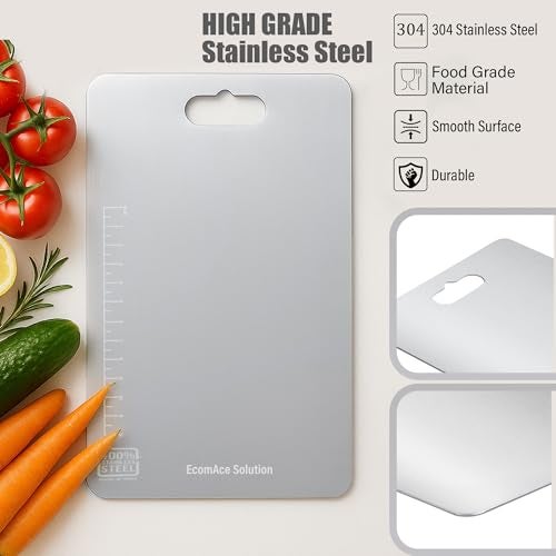 EcomAce Solutions EcomAce Stainless Steel Chopping Board 31.8 x 21 cm Medium – Heavy Duty Metal Cutting Board for Kitchen, Rust Resistant & Dishwasher Safe, Non Porous Surface for Vegetables, Fruits & Meat, Silver - Image 4