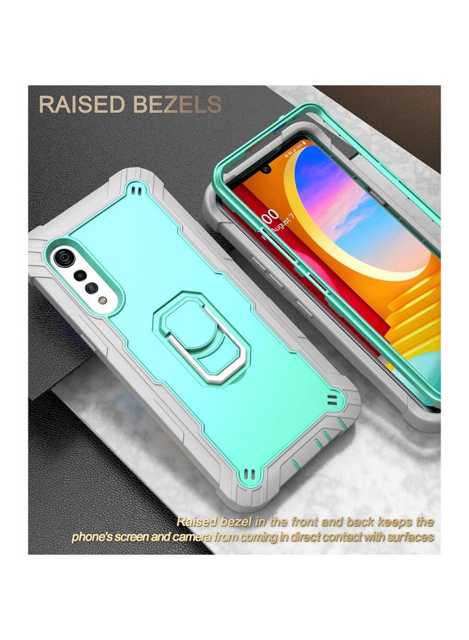 S-TOP Case For LG Velvet PC + Rubber 3-layers Shockproof Protective Case with Rotating Holder - Image 2