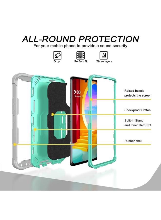 S-TOP Case For LG Velvet PC + Rubber 3-layers Shockproof Protective Case with Rotating Holder - Image 3
