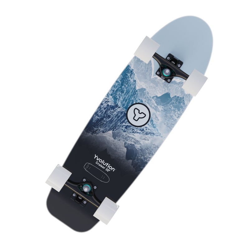 Yvolution Cruiser 30" Skateboard – Light-Up Maple Wood Deck with Dynamo Technology | Kids Age 5+, 60kg Max Weight, Vibrant Graphics – Blue (YS52B2) - Image 1