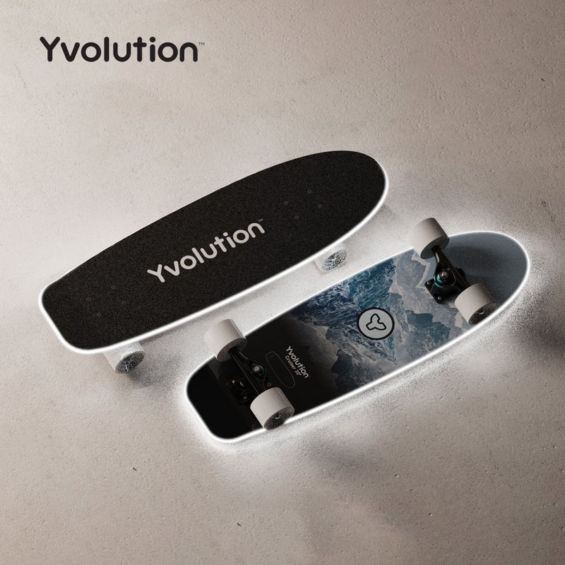 Yvolution Cruiser 30" Skateboard – Light-Up Maple Wood Deck with Dynamo Technology | Kids Age 5+, 60kg Max Weight, Vibrant Graphics – Blue (YS52B2) - Image 3