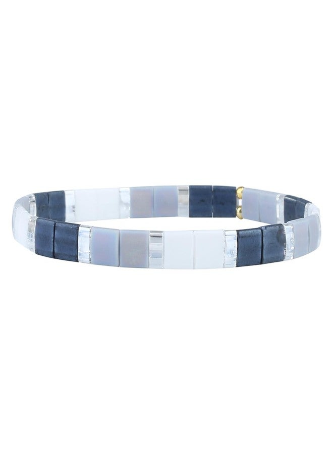 KELITCH Classic Stretch Bracelets Summer Tila Beaded Bracelets Friendship Cuff Bracelets - 07H - Image 1