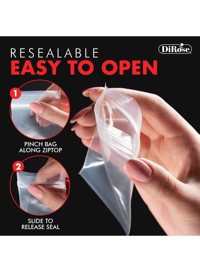 Dirose - 6" x 8" Reclosable Poly Zip Top Bags (1000 Count), 2 Mil - Plastic Ziplock Bags Resealable Plastic Bags with Zipper - Clear Bags for Snacks, Hardware, Arts & Crafts - Image 5