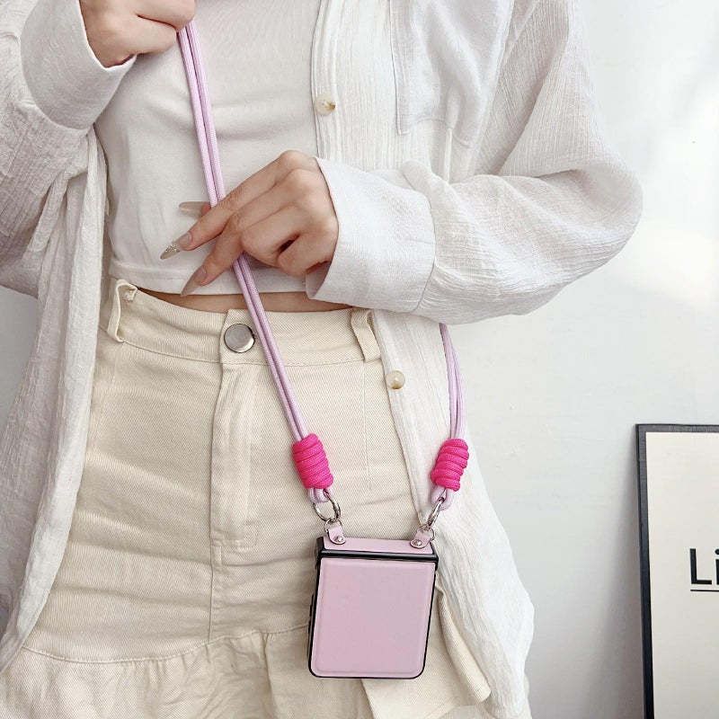 erorex For Samsung Galaxy Z Flip7 5G Morandi Leather Texture Phone Case With Lanyard(Green) - Image 5