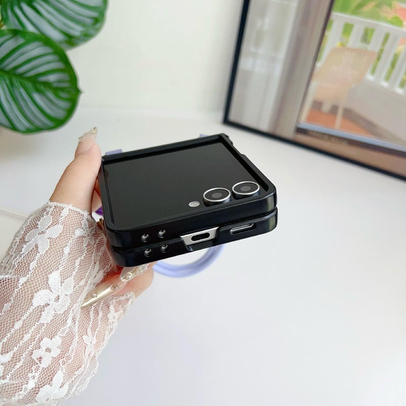 erorex For Samsung Galaxy Z Flip7 5G Morandi Leather Texture Phone Case With Lanyard(Green) - Image 3