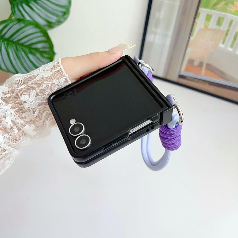 erorex For Samsung Galaxy Z Flip7 5G Morandi Leather Texture Phone Case With Lanyard(Green) - Image 4