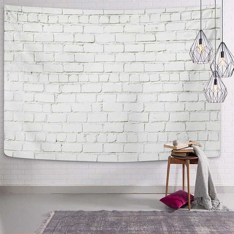 Emvency Tapestry Polyester Fabric Print Home Decor Abstract White Brick Wall Restoring Old Brickwall Color Grunge with Copy Space Wall Hanging Tapestry for Living Room Bedroom Dorm 60x80 Inches