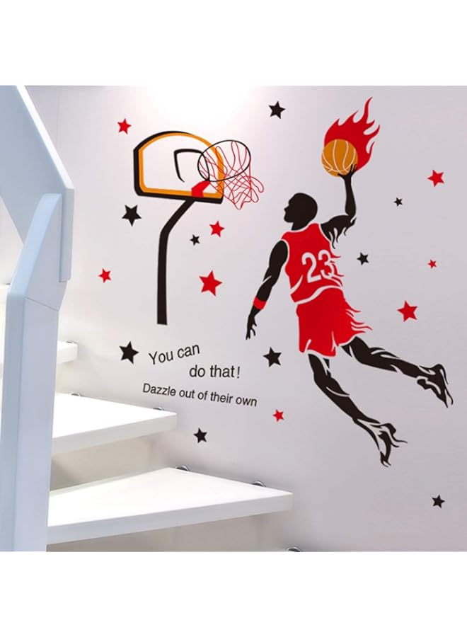 راكسوم BPA 3D لاعب كرة السلة دونك ستار الجدار ملصق الرياضة الجدار القابل للإزالة الجداريات الإبداعية الديكور للبنين غرفة المعيشة غرفة نوم أحمر أزرق مبارزة  - Image 4