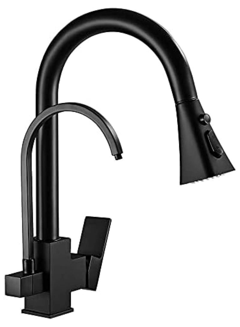 ارواق خلاط حوض لتنقية مياه الشرب، صنبور مياه دوار 360 درجة، صنابير مطبخ تصفية، صنابير خلاط المطبخ، مياه الشرب الساخنة والباردة، صنبور حوض المطبخ، وضع فردي، أسود - وضع مزدوج - Image 2
