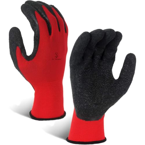 SR TRENDS Safety Gloves - Nylon Nitrile Coated Industrial & Home Cut Resistant Hand Gloves (RED/BLK (LATEX COATED), PACK OF 10 PAIRS) - Image 2