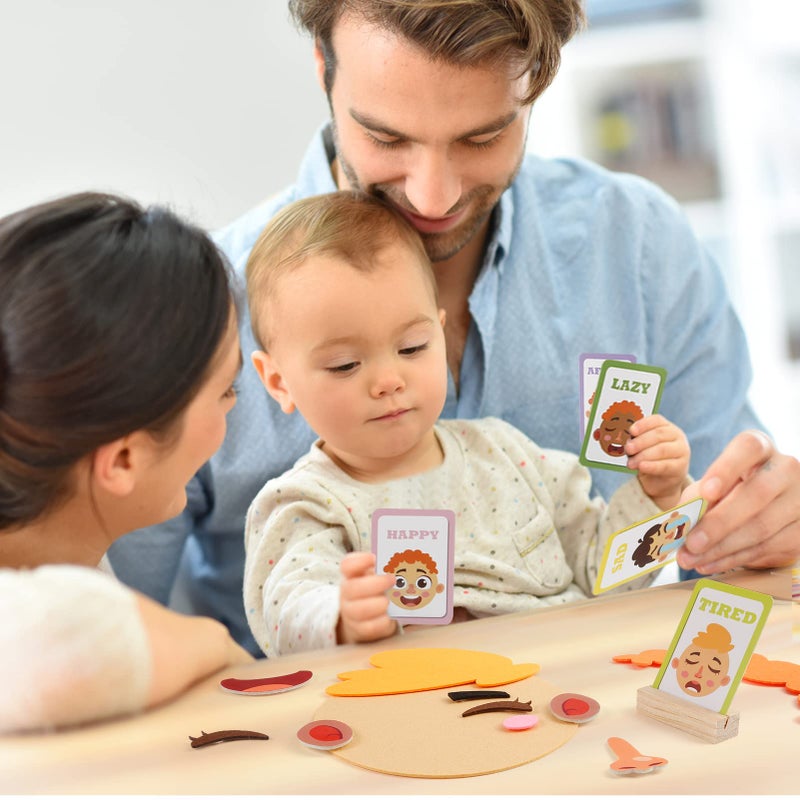 PP OPOUNT Social Emotional Learning Toy, Funny Faces Games with 28 Facial Expressions and 12 Emotional Flashcards, Preschool Learning Activities Toy to Express Emotions for Kids Age 3+ - Image 5