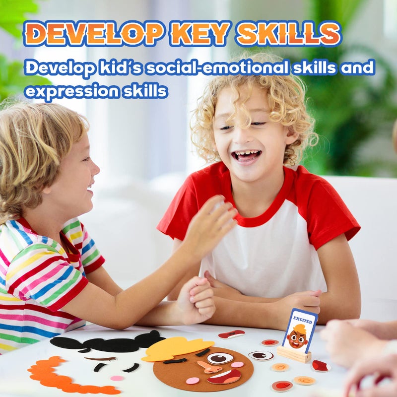 PP OPOUNT Social Emotional Learning Toy, Funny Faces Games with 28 Facial Expressions and 12 Emotional Flashcards, Preschool Learning Activities Toy to Express Emotions for Kids Age 3+ - Image 4