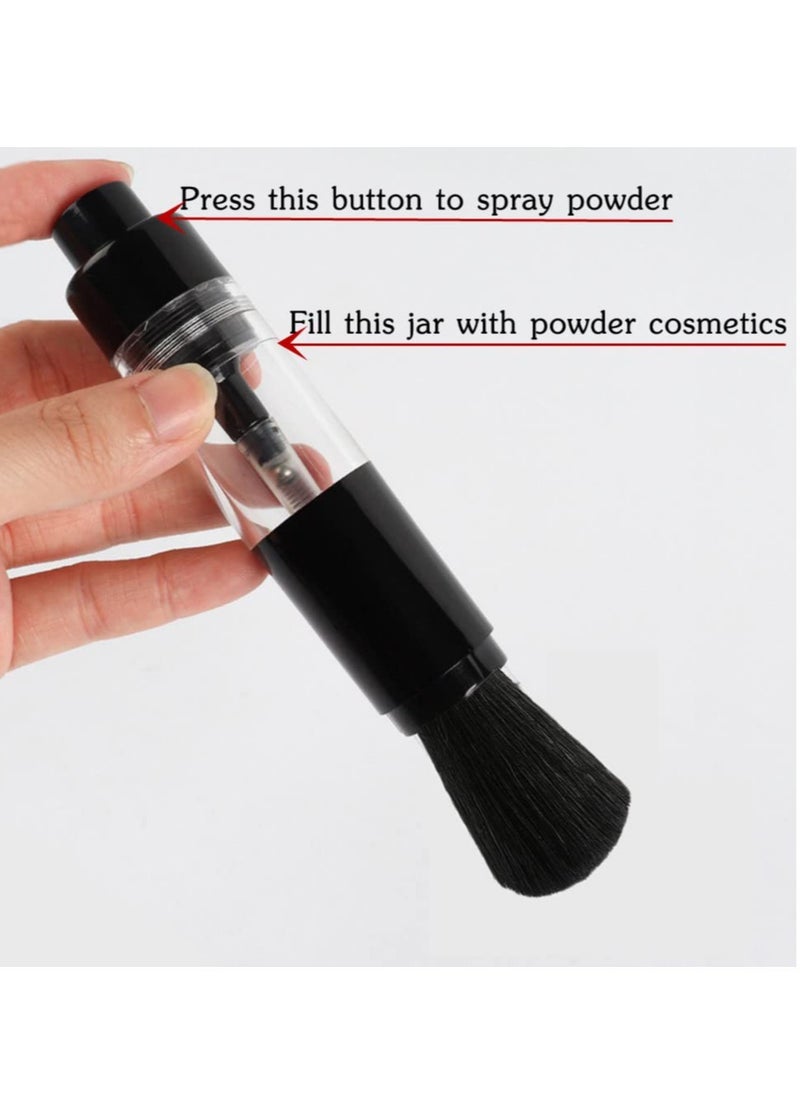 Generic - Portable Refillable Powder Brush & Jar Set for Blush, Highlight, and Contour Makeup - Perfect for On-the-Go Touch-Ups (Black) - Image 1