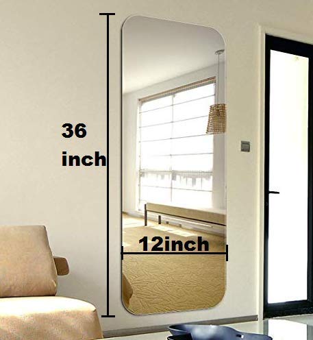 TINITALO Frameless Decorative Mirror Glass for Wall Mirror for Bathrooms Mirror in Home Mirror Decor Mirror Size : 12 X 36 Inch QG 76 (Unframed, Silver, Elliptical) - Image 2