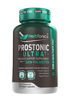 Herbtonics Prostate Support Supplement With Saw Palmetto, Beta Sitosterol, Pumpkin Seed Oil, Pyguem Extract, 120 Vegan Capsules 