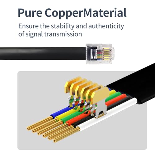 XANHAM RJ12 Cable 10 feet Telephone Line Cord with 6P6C Connector Landline Phone Wire for Both in-Wall and Out-Wall Using, Black, 2 Pack, AV06112 - Image 4