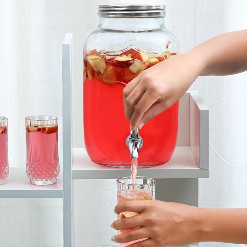 ABOUT SPACE 4 Litre Glass Water Dispenser with Stand - Air Tight Lid Glass Pitcher for Detox Water - Mason Jar - Counter Table Top Juice Infused Water Beer Dispenser for Home Restaurant Party, Black - Image 5