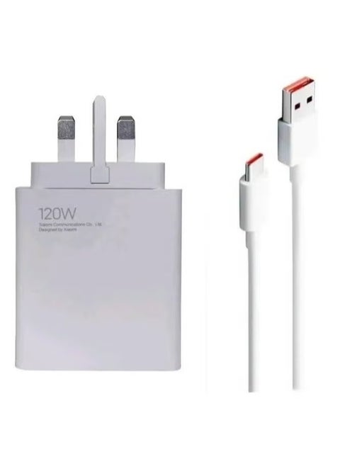 Genuine Xiaomi 120W Ultra Fast Charger with USB-C 6A Cable | UK Plug | Ultra-Fast Charging Adapter for Xiaomi 11T Pro, 12T Pro, Redmi Note 11 Pro+, Mi 10 Ultra & More – Includes USB-C 6A Cable for Maximum Power Delivery