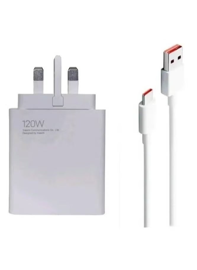 Genuine Xiaomi 120W Ultra Fast Charger with USB-C 6A Cable | UK Plug | Ultra-Fast Charging Adapter for Xiaomi 11T Pro, 12T Pro, Redmi Note 11 Pro+, Mi 10 Ultra & More – Includes USB-C 6A Cable for Maximum Power Delivery