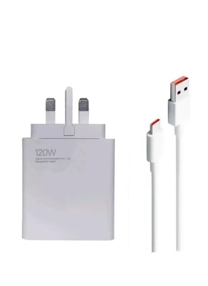 Genuine Xiaomi 120W Ultra Fast Charger with USB-C 6A Cable | UK Plug | Ultra-Fast Charging Adapter for Xiaomi 11T Pro, 12T Pro, Redmi Note 11 Pro+, Mi 10 Ultra & More – Includes USB-C 6A Cable for Maximum Power Delivery