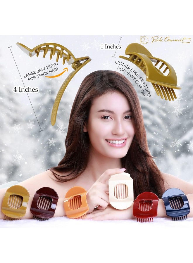 RC ROCHE ORNAMENT 6 Pcs Womens Square Strong Grip Secure Hold Inner Teeth Styling Plastic Comfortable Curve No Slip Beauty Accessory Girls Ladies Claw Clamp Clip, Medium Classic - Image 2