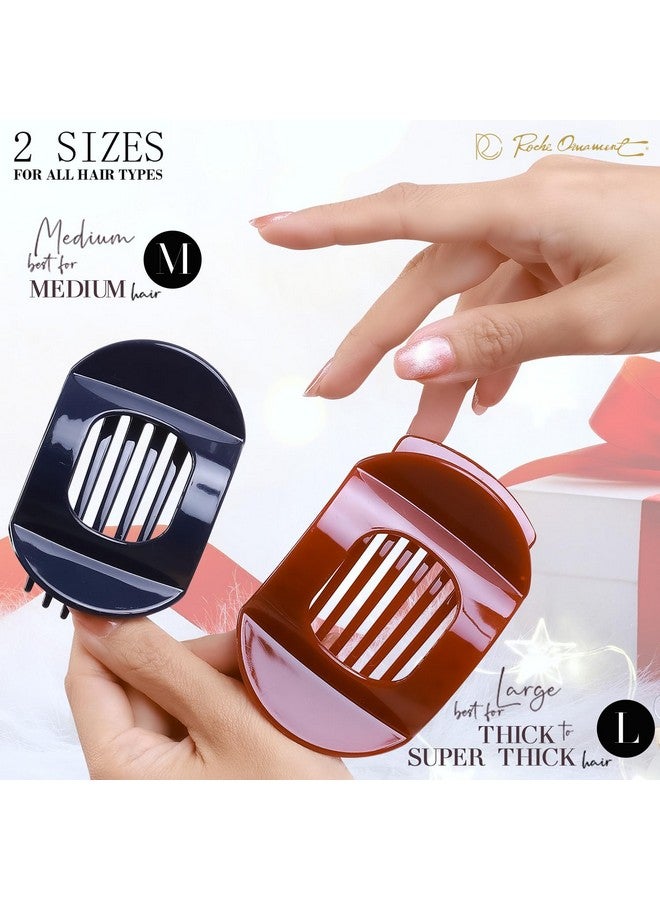 RC ROCHE ORNAMENT 6 Pcs Womens Square Strong Grip Secure Hold Inner Teeth Styling Plastic Comfortable Curve No Slip Beauty Accessory Girls Ladies Claw Clamp Clip, Medium Classic - Image 4