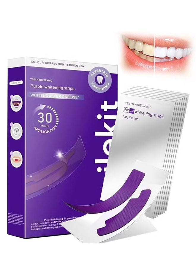 SMILEKIT Purple Whitening Strips, Gently Remove Tooth Stains, Protect Tooth Enamel, Use Advanced 9D Whitening Technology to Create A Brighter Smile, Enamel Safe for Sensitive Tooth, 28 Strips - Image 1