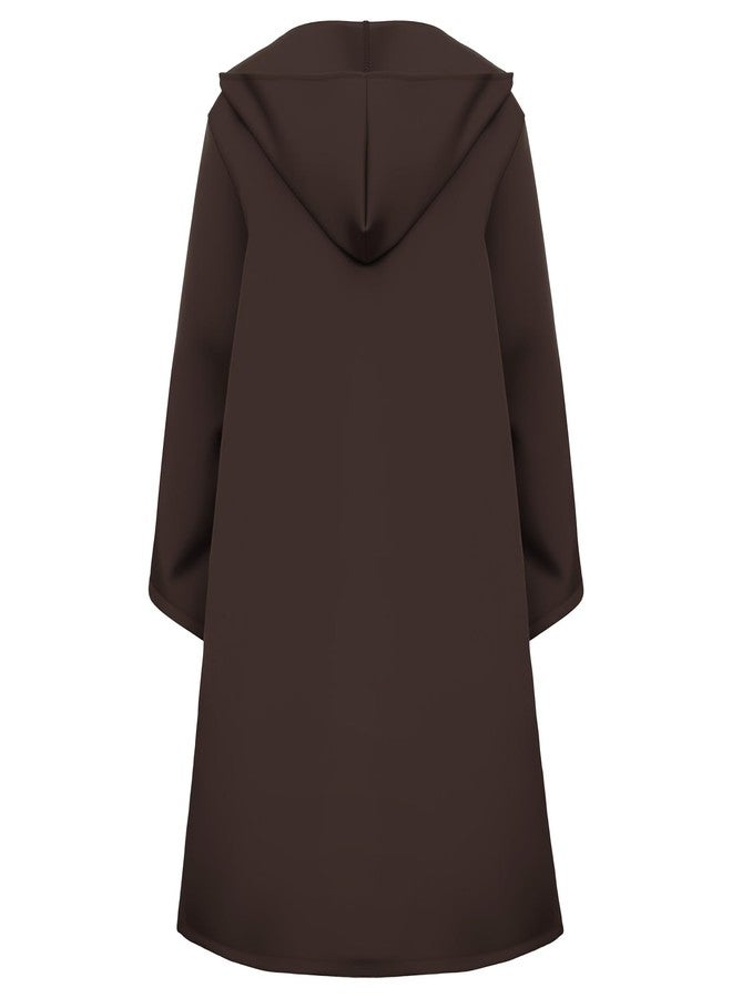 Prebene Kids Knight Robe Hooded Cloak, Halloween Costume for Boys Cosplay 3-14 Years - Ranger Wizard Elven Hooded Cape Robe (Brown, S) - Image 3