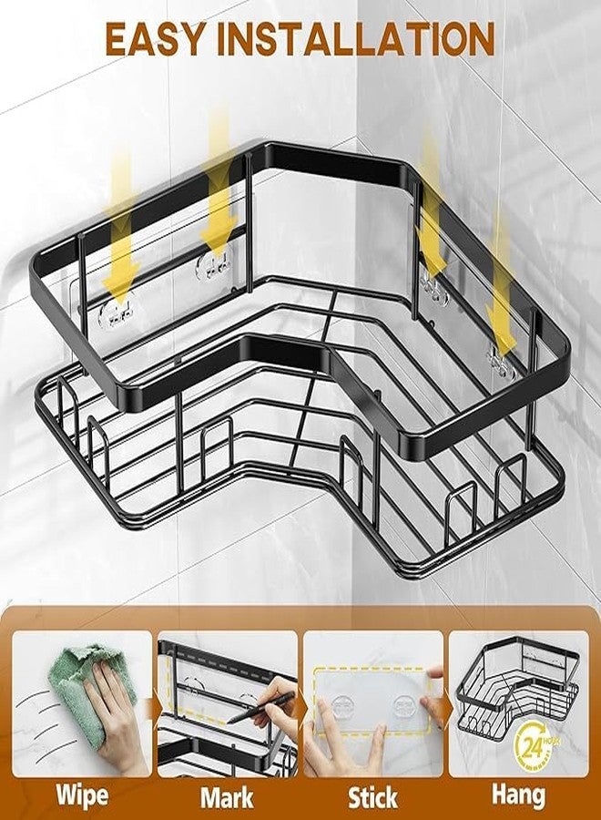 YAFCN 5-Pack Adhesive Shower Caddy - Rustproof Stainless Steel Bath Organizer, No-Drill Installation & Large Capacity | With Soap Dish & Toothbrush Holder, Multi-Functional Storage for Bathroom & Home Decor - Image 5