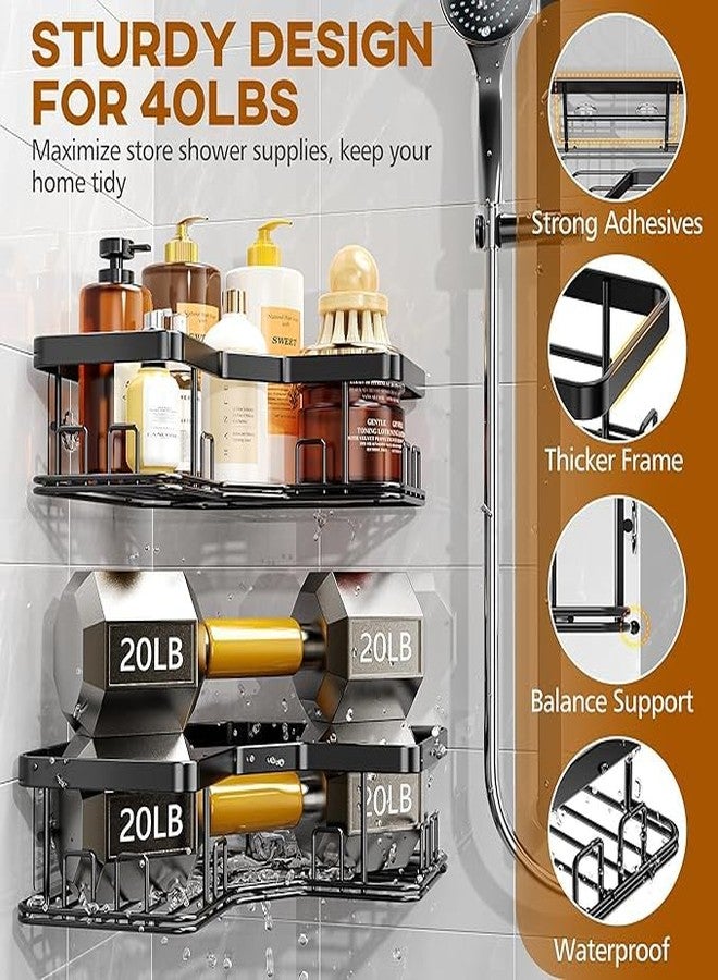 YAFCN 5-Pack Adhesive Shower Caddy - Rustproof Stainless Steel Bath Organizer, No-Drill Installation & Large Capacity | With Soap Dish & Toothbrush Holder, Multi-Functional Storage for Bathroom & Home Decor - Image 2