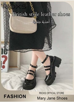 RIOXS Women's Vintage Lolita Platform Wedge Patent Leather Shoes Platform Mary Jane Shoes Casual Round Toe Shoes  - Image 3