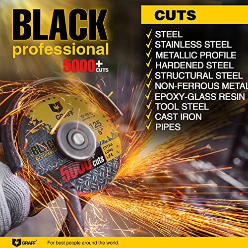 GRAFF Black Cut Off Wheels 5 Inch - Diamond Metal Cutting Disc for Angle Grinder 5 Inch - 60x Longer Wheel Life - Image 3