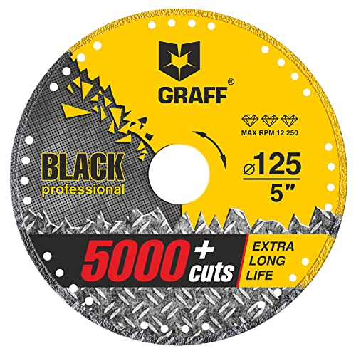 GRAFF Black Cut Off Wheels 5 Inch - Diamond Metal Cutting Disc for Angle Grinder 5 Inch - 60x Longer Wheel Life - Image 1
