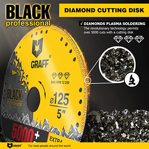 GRAFF Black Cut Off Wheels 5 Inch - Diamond Metal Cutting Disc for Angle Grinder 5 Inch - 60x Longer Wheel Life - Image 4