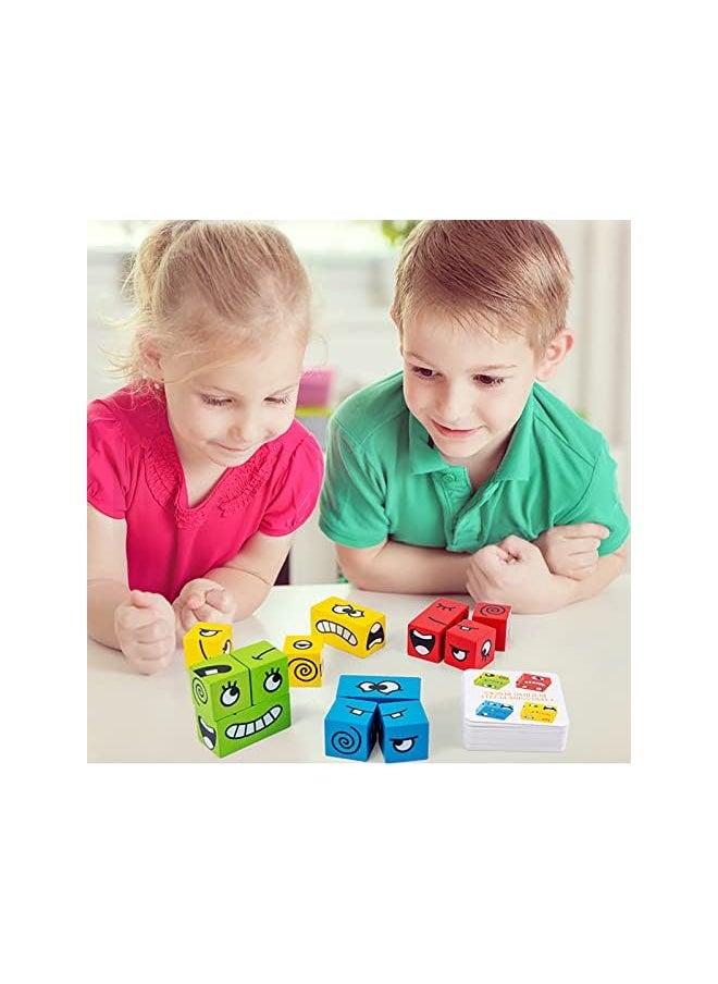 erorex - Wooden Expression Puzzle Face-C Building Block Logical Thinking Training Block Parent-Child Table Game for Boys & Girls Age 3 - Image 1
