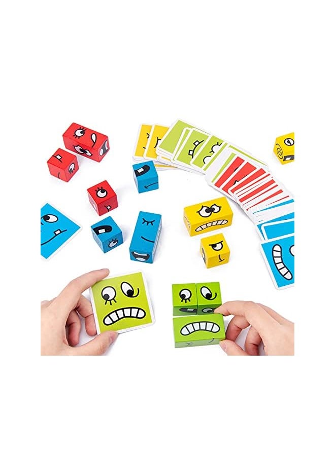 erorex - Wooden Expression Puzzle Face-C Building Block Logical Thinking Training Block Parent-Child Table Game for Boys & Girls Age 3 - Image 1