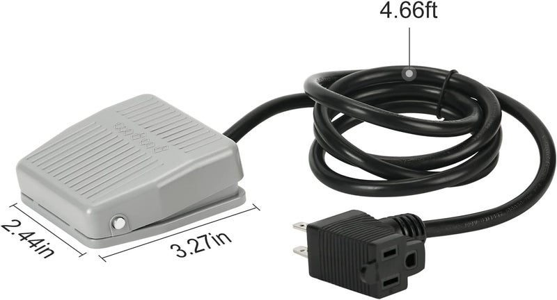 briidea Foot Switch, Foot Pedal Switch for Woodworking Machine Control, 5-ft Cable with Piggyback Plug, Deadman Style, Grey - Image 2
