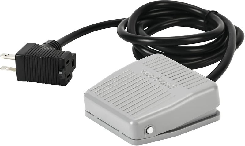 briidea Foot Switch, Foot Pedal Switch for Woodworking Machine Control, 5-ft Cable with Piggyback Plug, Deadman Style, Grey - Image 1