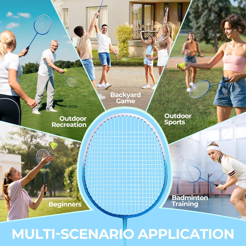 HIRALIY Badminton Rackets Set for Backyards, Lightweight Badminton Set of 4, Includ 4 Rackets, 12 Nylon Birdies, Replacement Grip Tapes, 1 Carrying Bag, Outdoor Games for Adults Family Kids Beginners - Image 5