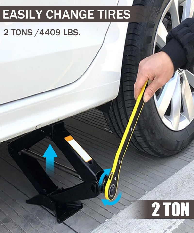 Bylikeho Scissor Jack Lift - 2 Ton Car Tire Jack Tool, Universal Emergency Kit with Lug Wrench, Portable Tire Changing Kit for Car, Truck, SUV - Image 3