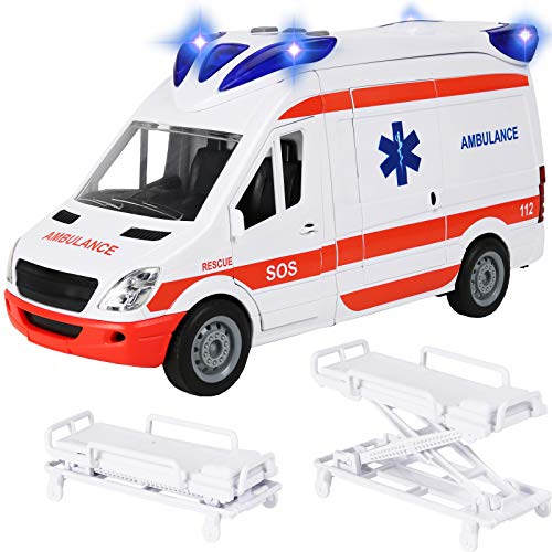Kiddie Play Ambulance Toy with Lights and Sound Friction Powered Emergency  Rescue Vehicle Set Doors That Open and a Stretcher - Image 1